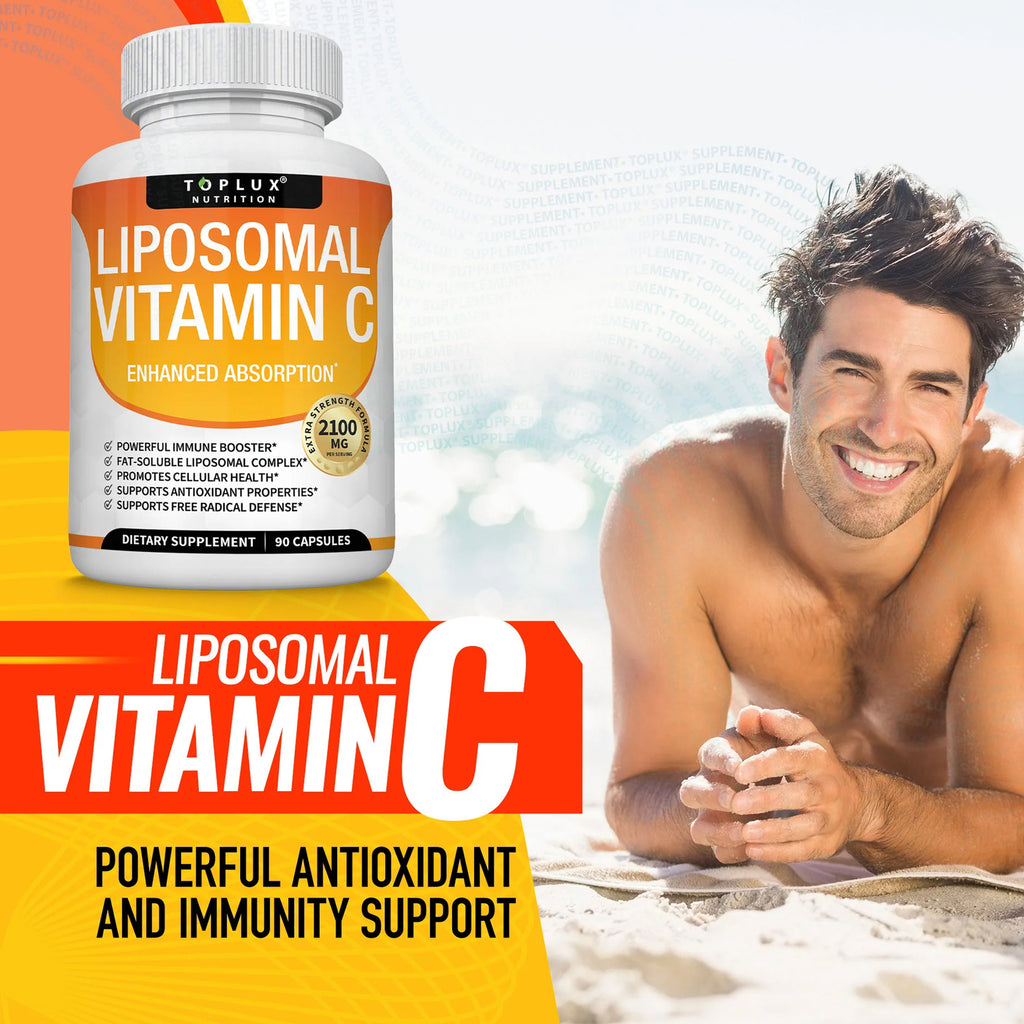 Boost Your Immunity with Toplux Nutrition Liposomal Vitamin C 2100mg - Powerful Antioxidant for Skin Health and Overall Wellness