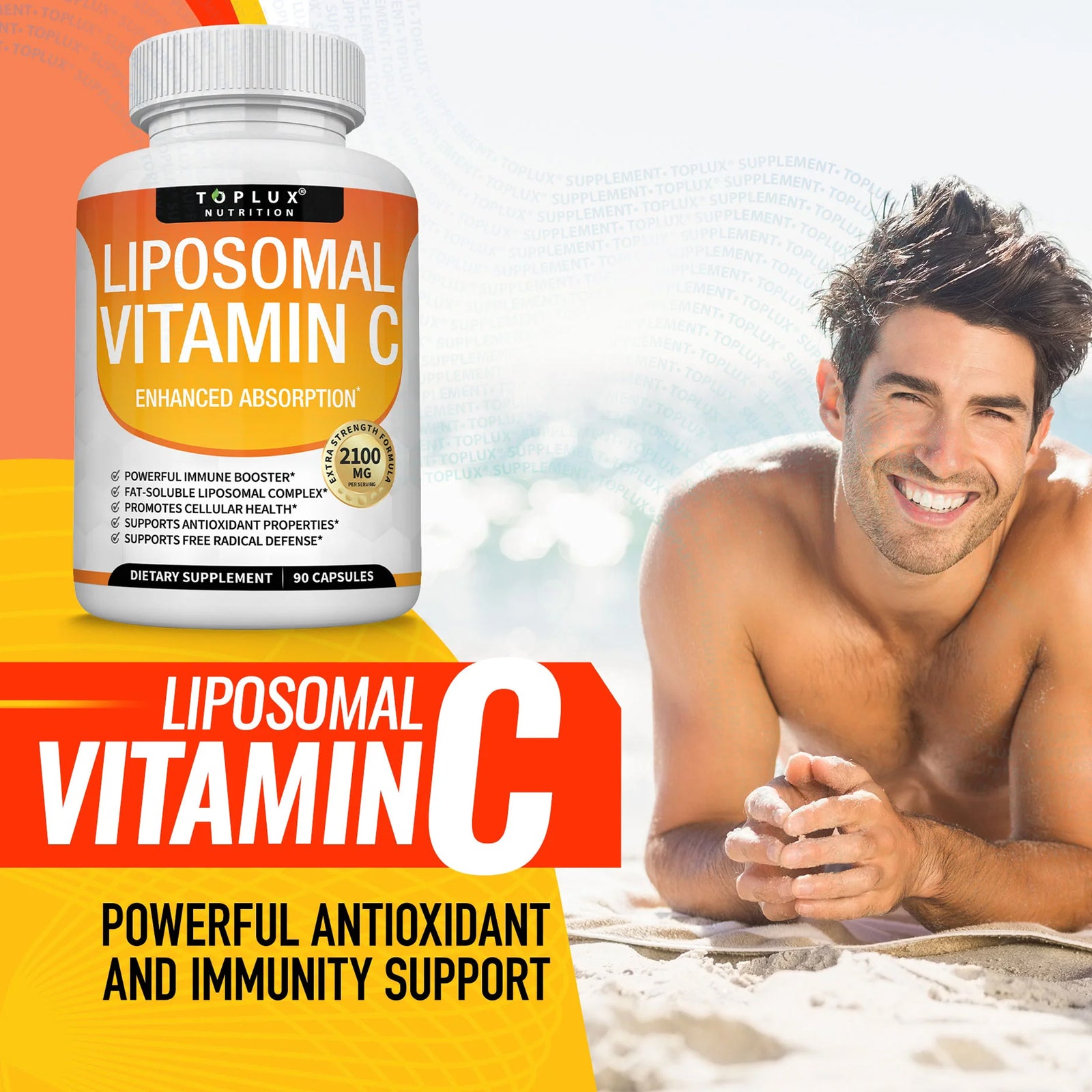 Boost Your Immunity with Toplux Nutrition Liposomal Vitamin C 2100mg - Powerful Antioxidant for Skin Health and Overall Wellness