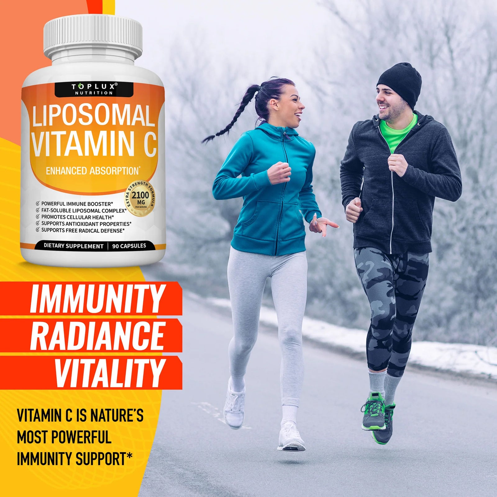 Boost Your Immunity with Toplux Nutrition Liposomal Vitamin C 2100mg - Powerful Antioxidant for Skin Health and Overall Wellness