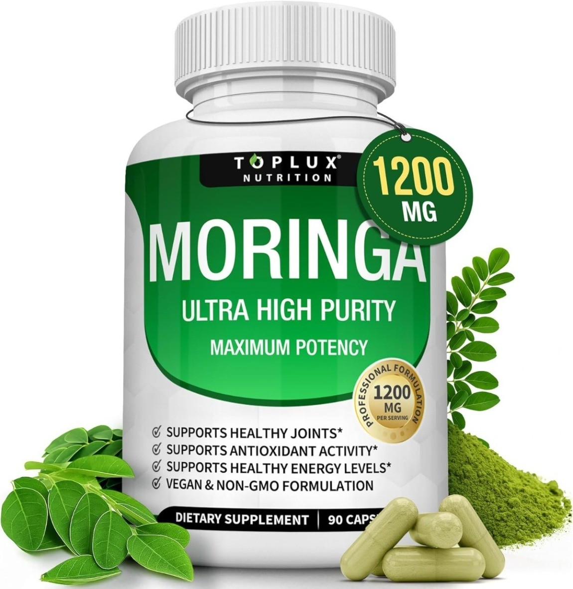 Toplux Moringa 1200mg – Superfood Capsules for Energy, Immunity & Overall Health ⭐️⭐️⭐️⭐️⭐️ 4.7 • 1,368 reviews