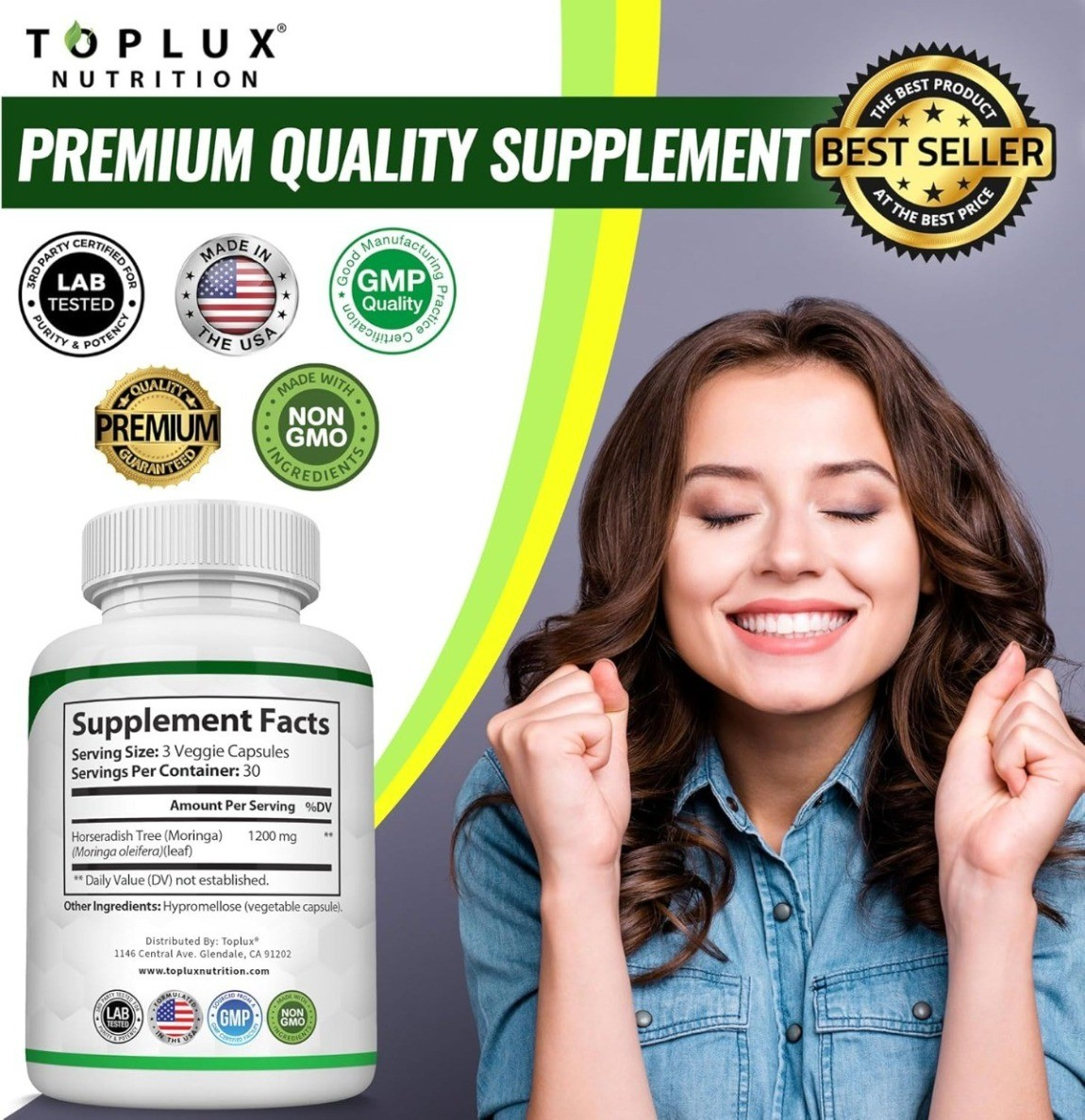 Toplux Moringa 1200mg – Superfood Capsules for Energy, Immunity & Overall Health ⭐️⭐️⭐️⭐️⭐️ 4.7 • 1,368 reviews