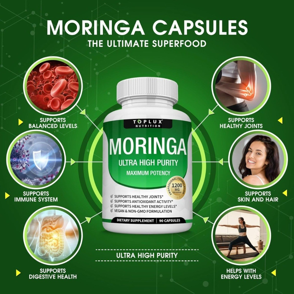 Toplux Moringa 1200mg – Superfood Capsules for Energy, Immunity & Overall Health ⭐️⭐️⭐️⭐️⭐️ 4.7 • 1,368 reviews