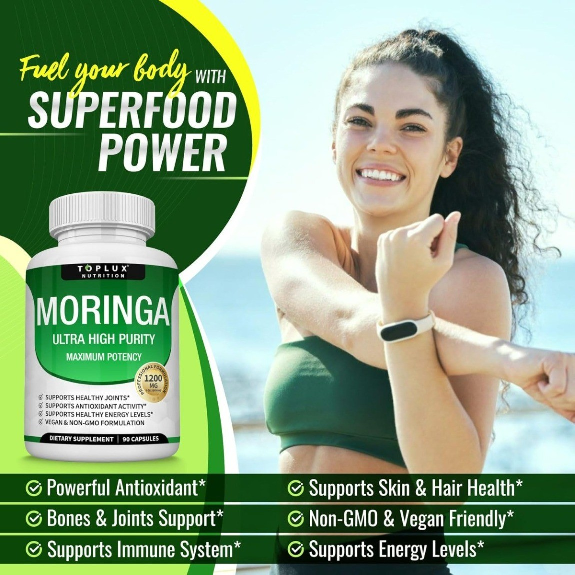 Toplux Moringa 1200mg – Superfood Capsules for Energy, Immunity & Overall Health ⭐️⭐️⭐️⭐️⭐️ 4.7 • 1,368 reviews